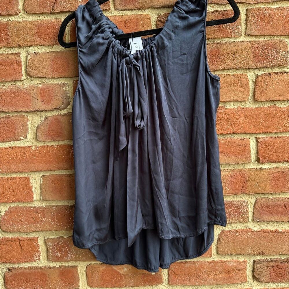 Velvet $178 Mindi Satin Viscose Tie Back Sleeveless Top navy blue XL NEW - Picture 6 of 10